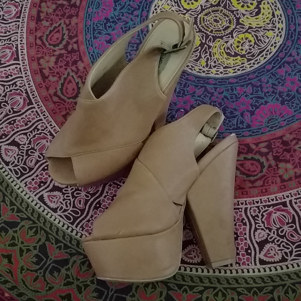 Tan platform heels